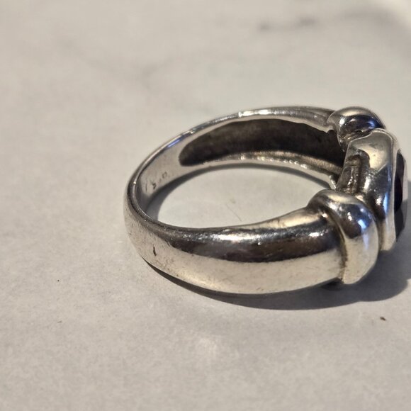 Chunky Sterling Silver 925 Amethyst Fancy Ring - Picture 3 of 6